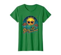 Stars, Stripes, and Sunscreen T-Shirt, Women, Kelly Green, 3XL