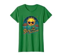 Stars, Stripes, and Sunscreen T-Shirt, Women, Kelly Green, XS