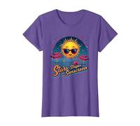 Stars, Stripes, and Sunscreen T-Shirt, Women, Purple Heather, L