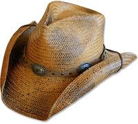 STARS & STRIPES Red Rock Straw Western Cowboy Hat, brown, XXL