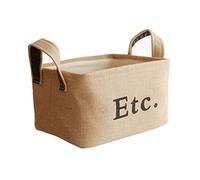 Starsglowing Jute Storage Basket with Handles Laundry Basket Foldable Storage Box without Cover for Clothes Towels Books Toys Cabinet Shelf Organizer (S-Ect.)