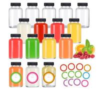 STARSIDE 4 oz Glass Ginger Shots Bottles with Caps,16 pack 120 ml Juice Shot Bottles,Leakproof Small Glass with Lids for Ginger,Beverages