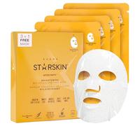 STARSKIN Brightening Face Mask, Niacinamide & Bio-Cellulose, 3+1 Pack, Dark Spots & Evens Skin Tone, Reduces Dullness, Energizing & Cooling, Anti-Aging, Korean Face Mask, K-Beauty, After Party
