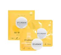 STARSKIN Glowstar, Facial Radiance Pads with Lactic and Glycolic Acid, AHA Exfoliant infused with Vitamin C Serum, Face Peeling Puff, Optimal for Soft Scrub, K Beauty Skincare