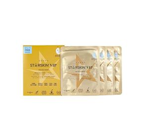 STARSKIN VIP Gold Mask Face, Coconut Bio-Cellulose Revitalizing Face Mask for all Skin Types, Korean Skin Care, Instant Hydration and Plump, Moisturizing and Nourishing, K-Beauty (Pack of 4)