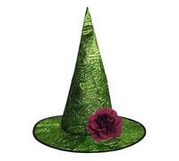 Starsouce Halloween Witch Hat with Removable Flowers - Adjustable Wide Brim Wizard Hat, Pointed Cap for Cosplay Costume