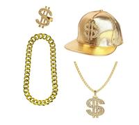 Starsouce Hip Hop Costume Kit - 80s 90s Rapper Accessories for Men, DJ Party Outfits Kit & Cosplay Gold Chain Necklace
