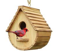 STARSWR Bird House for Outside,Outdoor Bird Houses, Natural Wooden Bird Hut Clearance Bluebird Finch Cardinals Hanger Birdhouse for Garden Viewing