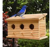 STARSWR Bird Houses for Outside,Outdoor Bird House Room for 3 Bird Families 3 Hole Bluebird Finch Cardinals Hanging Birdhouse