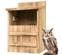 STARSWR Owl House for Outdoors, Screech Nesting Box, Saw Whet Owl Box, Large Wood Rectangular Opening Bird Box