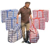 Start and Drive Ltd, Laundry Bag, Extra Large (XL) Laundry Bags Heavy Duty Storage Bags Reusable Strong Zip Large Boxes for Moving House Clothing & Wardrobe Storage 6 Bags Mix (Red + Blue)