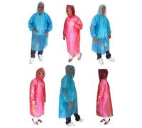 Start and Drive Ltd, Poncho Rain Coat Long Sleeve Waterproof Plastic Adult Size Disposable Ponchos with Hoods Emergency Raincoats (UK, Alpha, One Size, Regular, Regular, Mix (3 Blue + 3 Red))