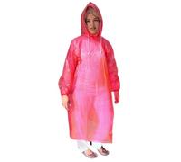 Start and Drive Ltd, Poncho Rain Coat Long Sleeve Waterproof Plastic Adult Size Disposable Ponchos with Hoods Emergency Raincoats (UK, Alpha, One Size, Regular, Regular, 1pcs Red)