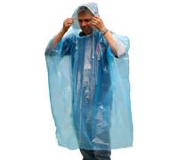 Start and Drive Ltd Poncho Rain Coat Waterproof Plastic Adult Size with Hoods men and women emergency disposable Pocket size Foldable Thin and Strong Hiking Keep Dry (Blue - 1 pcs)