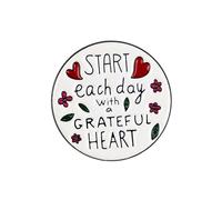 Start Each Day With A Grateful Heart Pin Brooch, Gratitude Enamel Pin, Inspirational Gift For Christian Girl Women Church Friends, Bible Verse Lapel Badge, Religious Motivational Brooches, Thankful