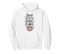 Start Each Day With Jesus and Coffee, Christian Coffee Lover Pullover Hoodie