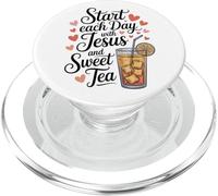 Start Each Day With Jesus and Sweet Tea, Christian Tea Lover PopSockets PopGrip for MagSafe