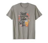 Start Each Day with Jesus and Sweet Tea, Christian Tea Lover T-Shirt