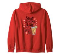 Start Each Day With Jesus and Sweet Tea, Christian Tea Lover Zip Hoodie