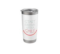 Start Everyday with A Smile Helping Positive Attitude Phrase Stainless Steel Insulated Tumbler