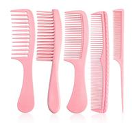 START MAKERS Hair Comb Sets 5Pcs Hairdressing Comb, Professional Barber Salon Hair Styling Combs, Detangling Combs, Rat Tail Comb, Heat Resistant Anti-Static Suitable for Long Wet Thick Curly(Pink)