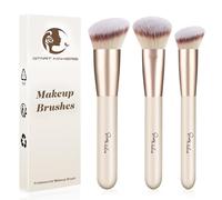 Start Makers Makeup Brushes 3PCS Set, Foundation, Contour, Concealer Brush for Liquid & Powder, Professional Vegan Synthetic Kabuki Brushes for Flawless Blending, Buffing & Setting