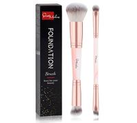START MAKERS Makeup Brushes Dual Ended, 2Pcs Foundation Contour Concealer Brush Set for Blending Buffing Highlighting Setting, Professional Women Liquid Cream Powder Make up Brushes Set, Pink
