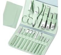 START MAKERS Manicure Set - 16 in 1 Professional Nail Clipper Set - Stainless Steel Pedicure Kit Nail Care Kit for Men Women with Storage Travel Case, Green