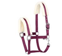 Start Padded Nylon Stable Halter for Horses with Soft Faux Fur - Adjustable and Comfortable - Lobster Clasp - Durable & Elegant - MinkPadded (Bordeaux, Pony)
