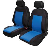 Pair of front seat covers Saturn car universal airbag polyester headrest comfort black blue