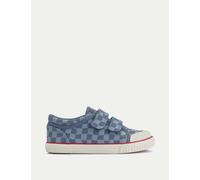 Start-Rite Canvas Checked Riptape Trainers (6 Small - 3 Large) Denim