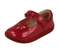 Start-rite Girls Startrite T-Bar Laser Detailed Shoes Puzzle - Ruby Red Glitter - UK 4 Infant - G