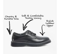 Start-Rite IMPACT Girls Leather Lace Up School Shoes Black - UK 12-12.5 (Small Kids)