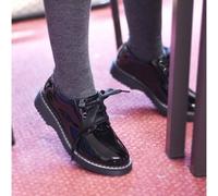 Start-Rite IMPACT Girls Leather Lace Up School Shoes Patent Black - UK 13 (Small Kids)
