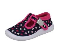 Start-rite Kids Startrite First Walking Canvas T-Bar Shoes Wriggles T-Bar - Navy Pink Hearts - UK 4.5 Infant