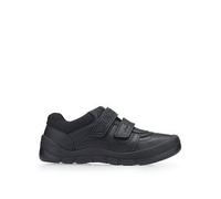 Start-rite Rhino Warrior & Leather Double Rip Tape Durable Boys School Shoes, Black Leather, Size 3 Older Black Leather