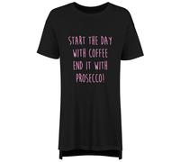Start The Day With Coffee End It With Prosecco Ladies Nightie 60 SECOND MAKEOVER Black L