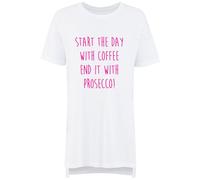 Start The Day With Coffee End It With Prosecco Ladies Nightie 60 SECOND MAKEOVER White XS