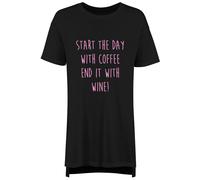 Start The Day With Coffee End It With Wine Ladies Nightie 60 SECOND MAKEOVER Black S