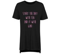 Start The Day With Tea End It With Gin Ladies Nightie 60 SECOND MAKEOVER Black L