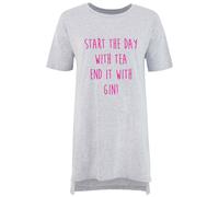 Start The Day With Tea End It With Gin Ladies Nightie 60 SECOND MAKEOVER Grey XS