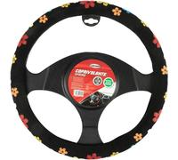 START Universal Car Steering Wheel Cover Spring 37-39 Cm Black With Flowers