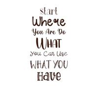 Start Where You are do What You can use What You Have New Year Motivational Typography Design Set Wall Stickers Paster Paper 47.6x93cm Tattoo Culture Coffee