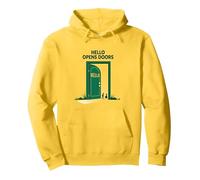 Start with Hello Green: Opens Doors Inspirational Art Pullover Hoodie, Adult Unisex, Lemon, S