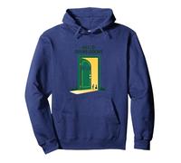 Start with Hello Green: Opens Doors Inspirational Art Pullover Hoodie, Adult Unisex, Navy, XXL