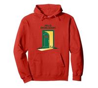 Start with Hello Green: Opens Doors Inspirational Art Pullover Hoodie, Adult Unisex, Red, XXL