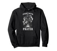Start With Prayer Minimal Christian Praying Quote Pullover Hoodie