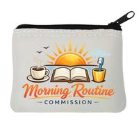 Start Your Day with Healthy Habits Neoprene Coin Purse Pouch 10x11cm White