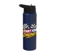 Start Your Engines Checkered Flag Car Racing Motorsport Stainless Steel Insulated Water Bottle