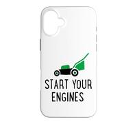 Start Your Engines Gift, Funny Lawn Mower Pun Design Case for iPhone 16 Plus